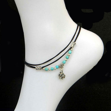 Pendant Beaded Foot Chain Blue Beads Animal Pendant Decor Anklet for Men Women Foot Decor